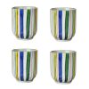 4Pcs Japanese Style Colorful Stripe Ceramic Teacups Small Straight Wine Glass 150ML