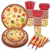 Thanksgiving Maple Leaf Paper Plates Party Plates and Napkins Party Supplie Birthday Disposable Tableware Set Party Dinnerware Serves 8 Guests for Pla