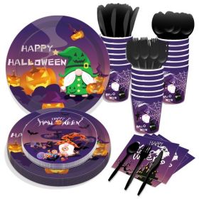 Halloween Dwarf Faceless Paper Plates Party Plates and Napkins Birthday Disposable Tableware Party Supplie Set Party Dinnerware Serves 8 Guests for Pl