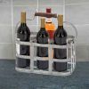 6 Bottle Farmhouse Metal Wine Holder with Wooden Handle, Gray