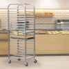 Commercial-Grade 20-Tier Sheet Pan Rack;  Galvanized Iron Bakery Rack;  Super Capacity Bread Rack with wheels;  Silver