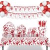 Halloween Blood Hand Bleeding Paper Plates Party Supplie Plates and Napkins Birthday Disposable Tableware Set Party Dinnerware Serves 8 Guests for Pla