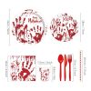 Halloween Blood Hand Bleeding Paper Plates Party Supplie Plates and Napkins Birthday Disposable Tableware Set Party Dinnerware Serves 8 Guests for Pla