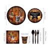 Whisky Plate Birthday Party Paper Plates and Napkins for Party Supplies Disposable Retro Tableware Kit Value Dinnerware Serves 8 Guests for Plates, Na