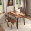 Dining Table Set 5-Piece Dining Chair with Backrest, Industrial style, Sturdy construction. Rustic Brown, 43.31'' L x 27.56'' W x 30.32'' H.