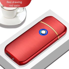 Electronic Charging USB Cigarette Lighter Metal Windproof Creative Lighter (Option: Red Brushed)