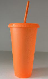 Multi Specification Plastic Straw Design Comfortable Cup (Option: Fluorescent orange glitter pow-710ml)