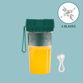 Portable USB Rechargeable Juicer For Home Use (Option: Green-6Leaf Blade-USB)