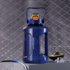 Large Capacity Straw Cup Gradient Plastic Water Bottle (Option: Transparent blue-1.6L)