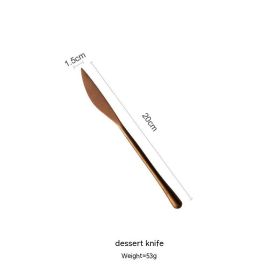 Japanese 304 Stainless Steel Rose Gold Knife, Fork And Spoon Chopsticks (Option: Dessert Knife)