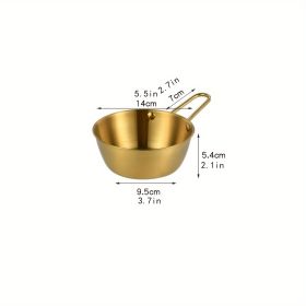 1pc Small Stainless Steel Rice Bowl; Ramen Bowl; Pasta Bowl; Korean Style Bowl (Color: Golden, size: 14CM)