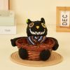 Easter Candy Basket Rattan Doll Gift Black Cat Pumpkin Ghost Holding Pose Halloween Party Decoration