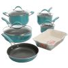 Frontier Speckle Aluminum 10-Piece Cookware Set, Turquoise