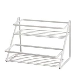 Kitchen Home Storage Multi-functional Finishing (Option: Trapezoid Shelf White)