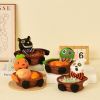 Easter Candy Basket Rattan Doll Gift Black Cat Pumpkin Ghost Holding Pose Halloween Party Decoration