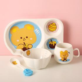 Tableware Set Cute Rabbit Children's Dinner Plate One Person Cup Bowl Creative Compartment Tray Breakfast Plate (Option: Bear 4 Pieces)