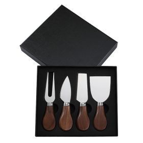 Walnut Wooden Handle Boxed Cheese Knife Set Baking Tools (Option: HF201BH Steel 4 Piece Set)