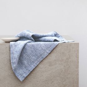 Pure Linen Insulation Placemat Square Wiping Towel Solid Color Napkin Mouth Cloth (Option: Yarn Dyed Blue-34 √ó 34cm)