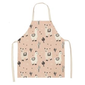 Alpaca Cartoon Cotton Linen Apron Sleeveless Antifouling Kitchen Home Cooking Waist Hanging Neck Kids' Bib (Option: 15-65 X53cm Conventional)