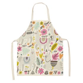 Alpaca Cartoon Cotton Linen Apron Sleeveless Antifouling Kitchen Home Cooking Waist Hanging Neck Kids' Bib (Option: 1-65 X53cm Conventional)