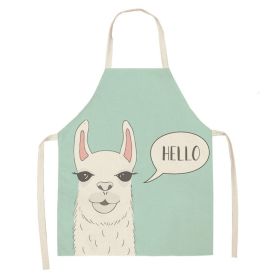 Alpaca Cartoon Cotton Linen Apron Sleeveless Antifouling Kitchen Home Cooking Waist Hanging Neck Kids' Bib (Option: 20-55x68cm)